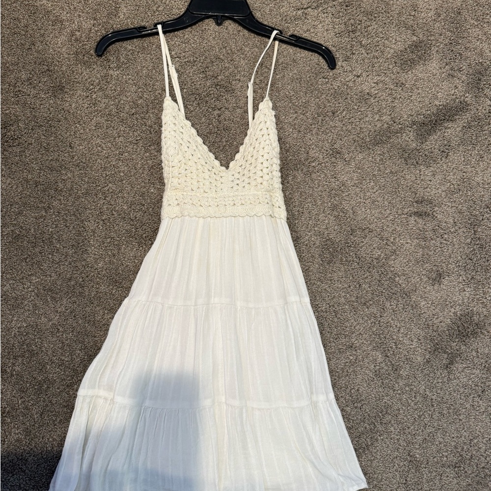 Elegant White Crochet Summer Dress